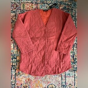 Quilted Button-Up Jacket in Rust